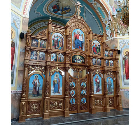 Іконостас з дуба з ручним різьбленням