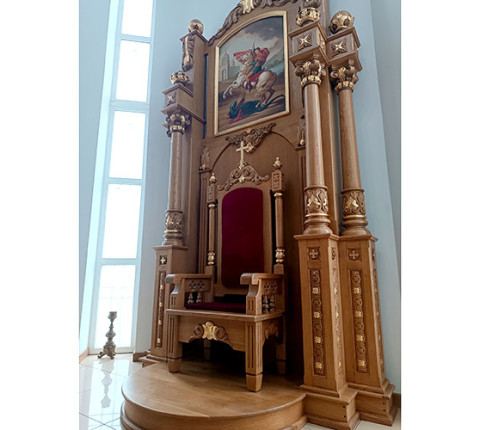Church high seat made of oak with an archbishop's chair
