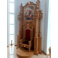 Церковне горне сідалище з дуба з архиєрейським крісломе
