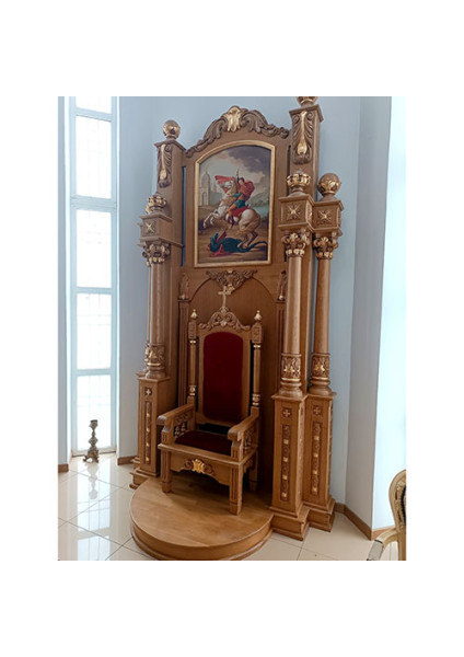 Church high seat made of oak with an archbishop's chair