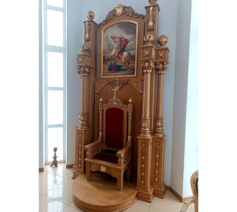 Church high seat made of oak with an archbishop's chair