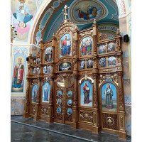 Oak iconostasis with hand carving