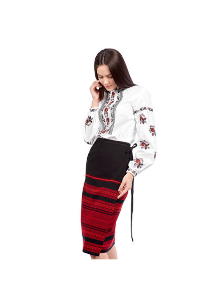 Women's plakhta "Black" — Hutsul clothing with embroidery in red threads