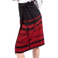 Women's plakhta "Black" — Hutsul clothing with embroidery in red threads