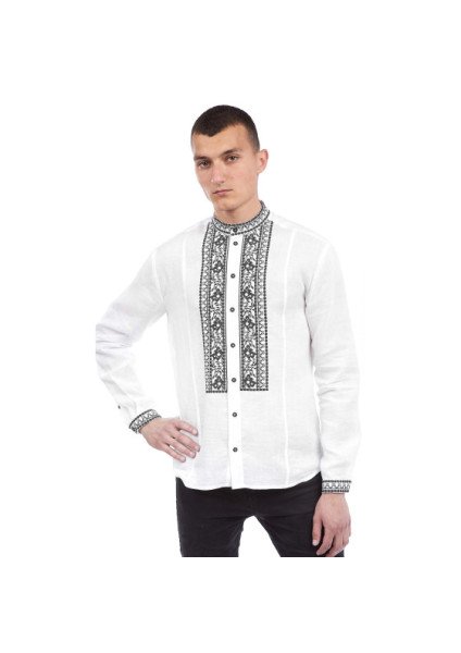 Men's embroidered shirt "Black on White"