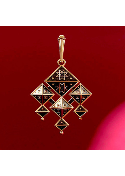 Hutsul pendant "Spirit of Christmas" made of cast brass with eight-pointed stars