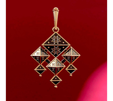 Hutsul pendant "Spirit of Christmas" made of cast brass with eight-pointed stars