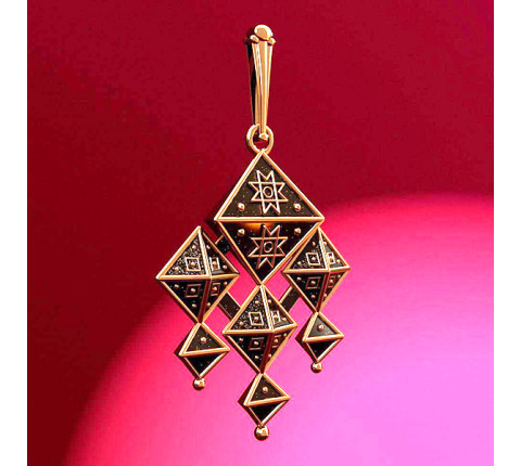 Hutsul pendant "Spirit of Christmas" made of cast brass with eight-pointed stars