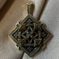 Pendant "Mountain Shield" handmade from brass
