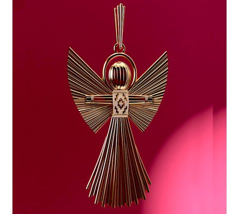 Handmade "Angel of Wish Fulfillment" pendant made of brass