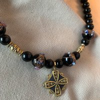 Necklace "Black Eyes Like Sloe" handmade from brass