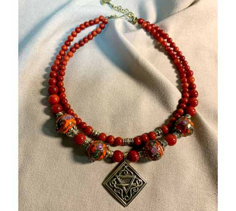 Necklace "Earth's Bloom" handmade from brass