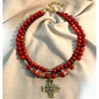 Handmade "Kalynove" necklace made of brass