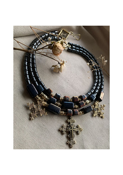 Necklace "Carpathian Night" made of brass — handmade