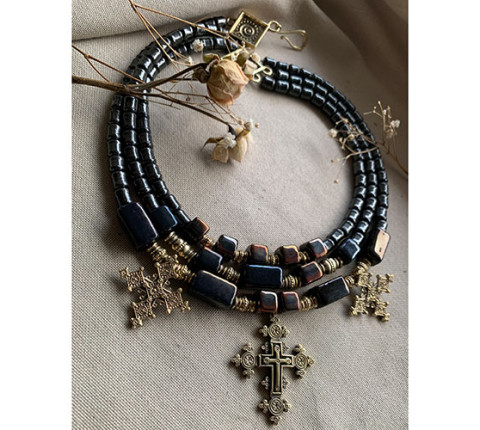 Necklace "Carpathian Night" made of brass — handmade