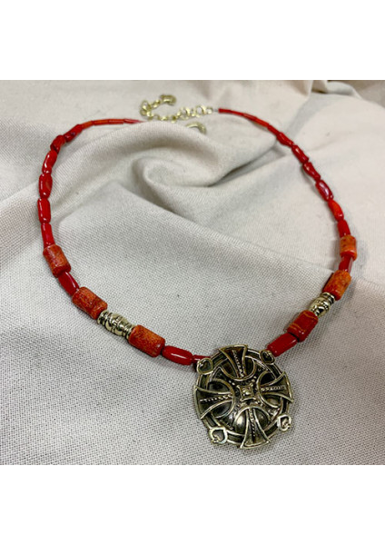 Handmade brass necklace "Cross Shield"