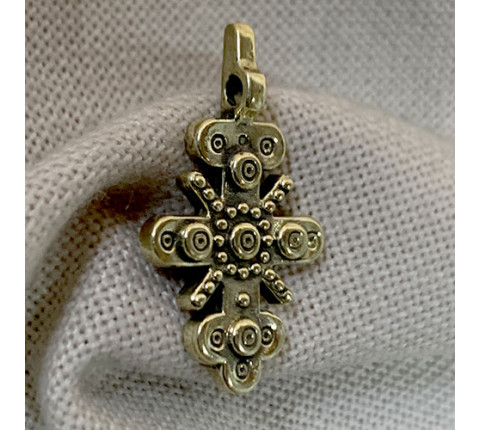 Cross 4 made of brass — Hutsul breast cross of author's work