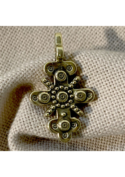 Cross 4 made of brass — Hutsul breast cross of author's work