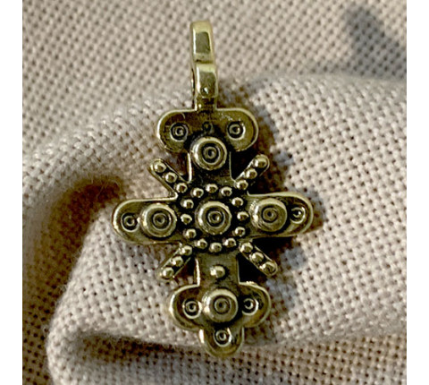 Cross 4 made of brass — Hutsul breast cross of author's work