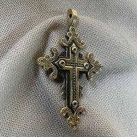 Нагрудний хрестик "Хрестик 7" ручної роботи з латуні