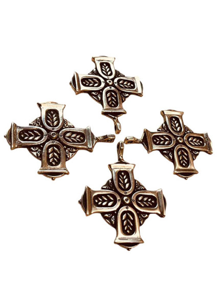 Cross "Kolosok" made of brass — Hutsul cross with ear ornamentation