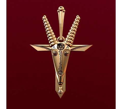 Hutsul brass pendant "Goat" in the form of a head with a bell