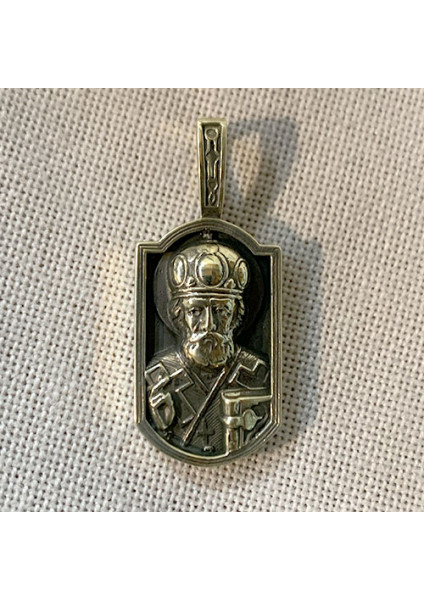 Pendant "Saint Nicholas" handmade from brass