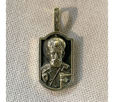 Pendant "Saint Nicholas" handmade from brass