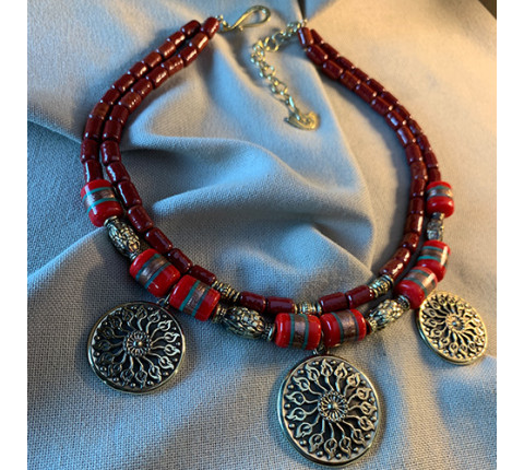 Necklace "Fern Flower" made of brass — handmade