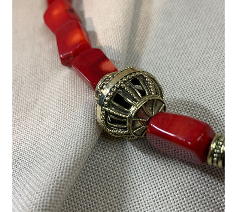 Necklace "With Big Beads" made of brass — handmade