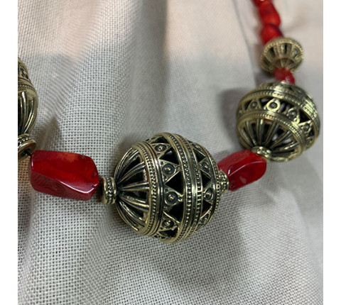 Necklace "With Big Beads" made of brass — handmade