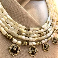 Necklace "Pearl Star" made of brass - handmade