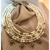 Necklace "Pearl Star" made of brass - handmade