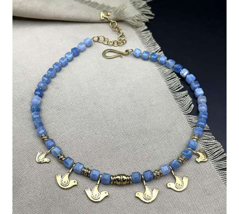 Handmade necklace "Carpathian Birds" made of brass