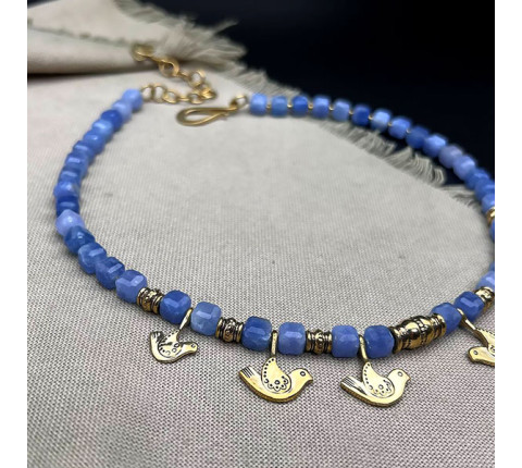 Handmade necklace "Carpathian Birds" made of brass