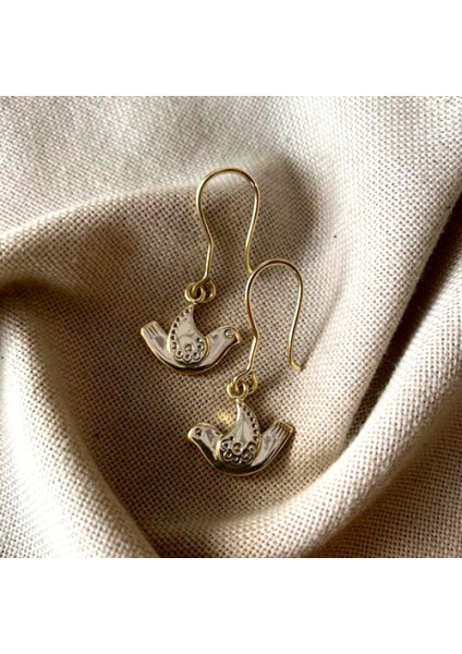 Earrings "Birds" handmade from brass