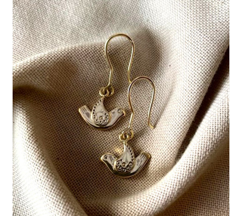 Earrings "Birds" handmade from brass