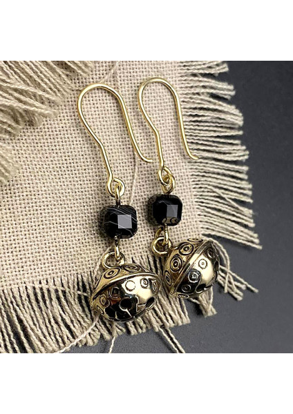Earrings "Whispers with Stone" handmade from brass