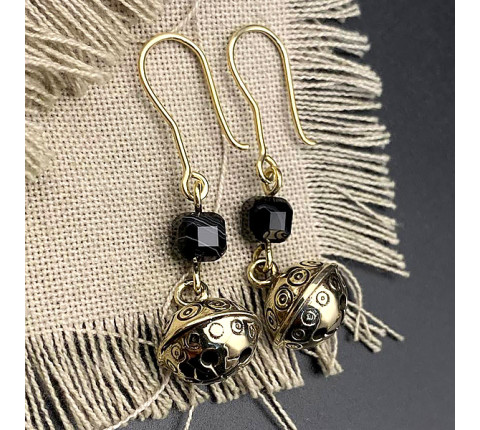 Earrings "Whispers with Stone" handmade from brass
