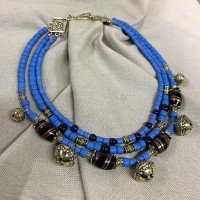 Necklace "Whispers in Blue" made of brass — handmade