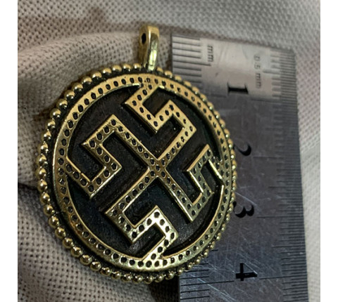 Handmade "Svarog" pendant made of brass