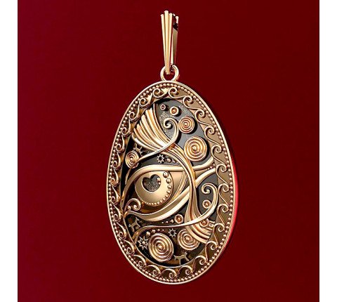 Easter Egg Pendant handmade from brass