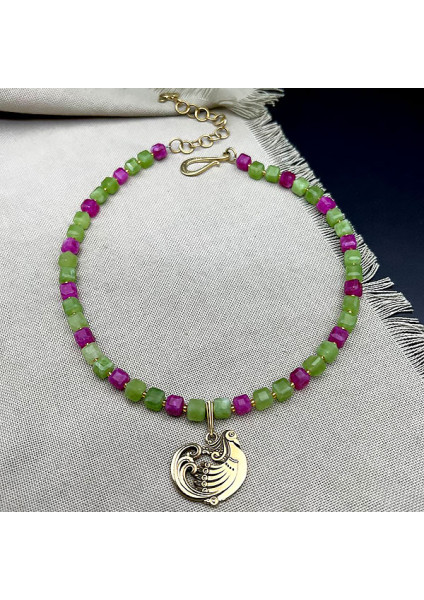 Handmade "Spring" necklace made of brass