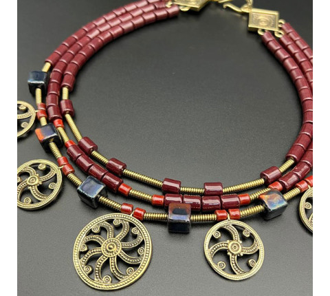 Necklace "Sun over Cheremosh" made of brass — handmade