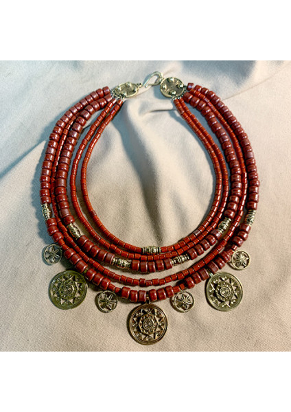 Necklace "Fiery Sun" made of brass — handmade