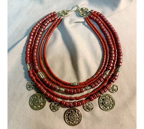 Necklace "Fiery Sun" made of brass — handmade