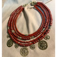 Necklace "Fiery Sun" made of brass — handmade