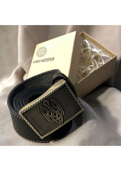 Belt "Trident 1" handmade with brass