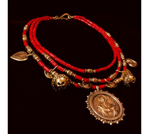 Necklace "Pokrova" made of brass — handmade