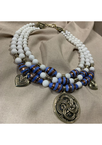 Necklace "Sky Blue" made of brass — handmade